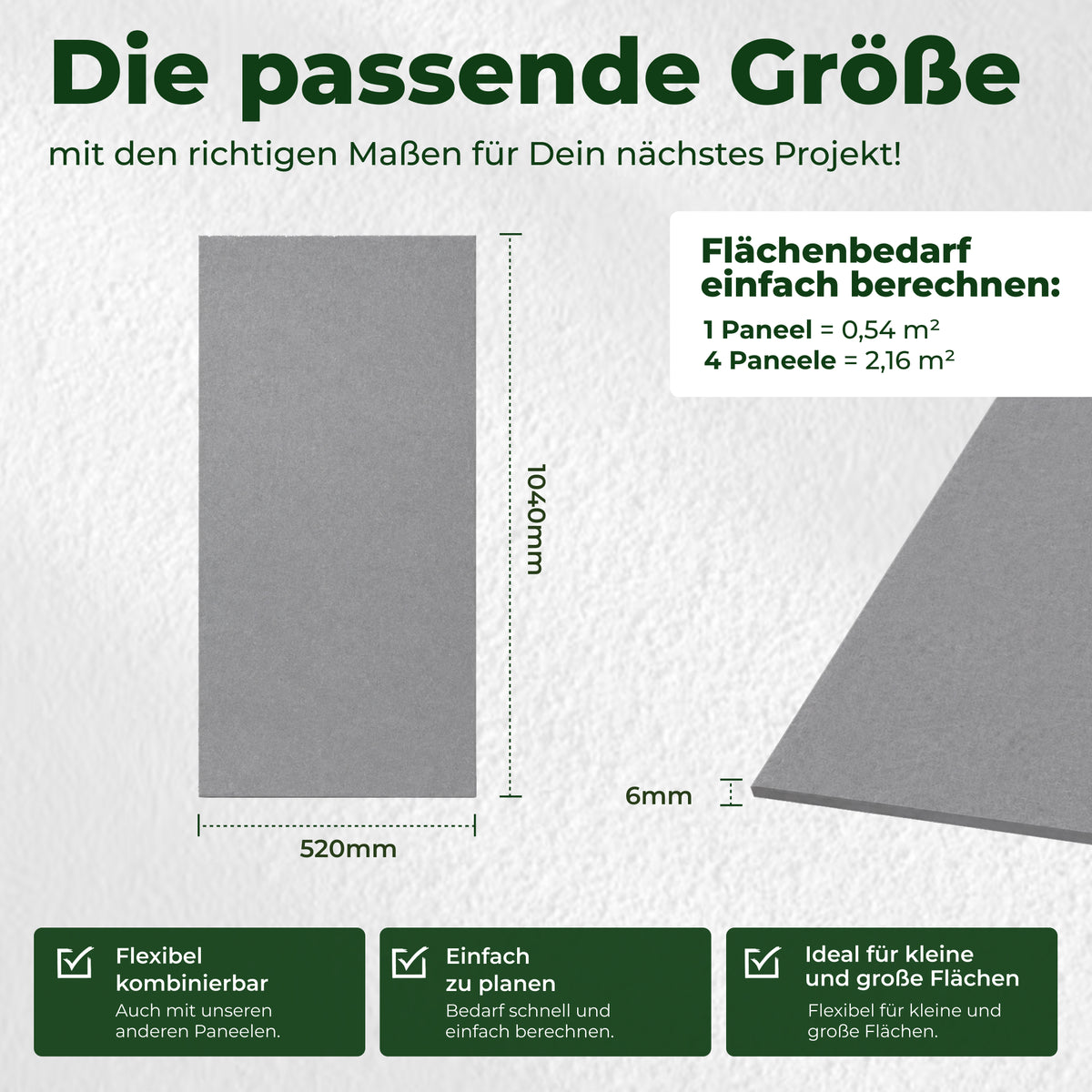 Veluxis Akustikpaneel Filz 52x104 cm rPET Wandpaneel Platingrau