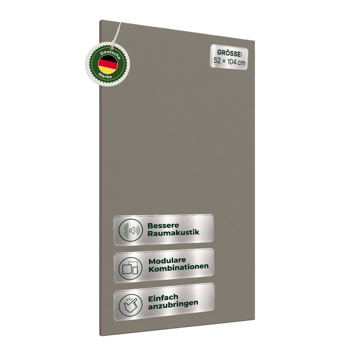 Veluxis Akustikpaneel Filz 52x104 cm rPET Wandpaneel Steingrau