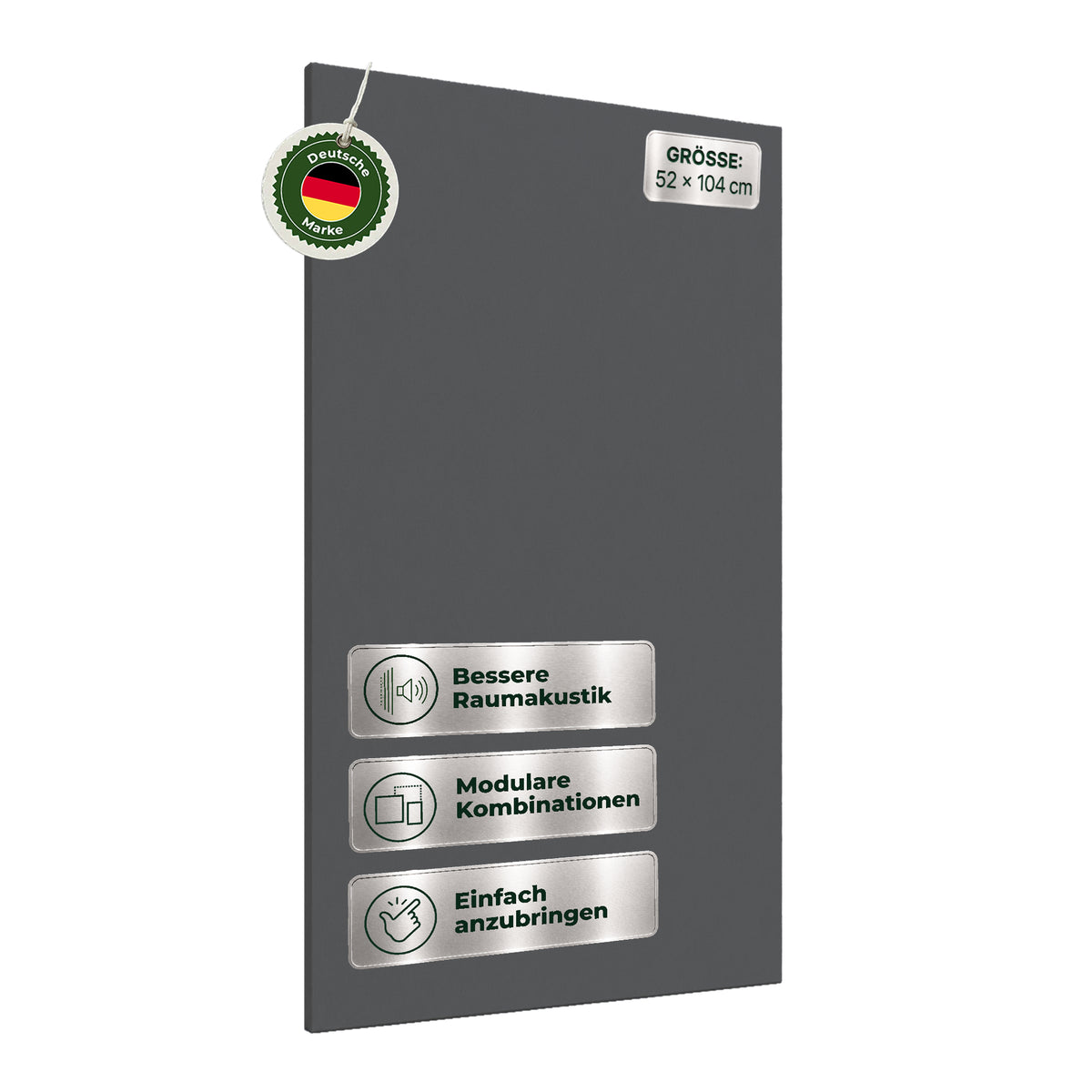 Veluxis Akustikpaneel Filz 52x104 cm rPET Wandpaneel Anthrazitgrau