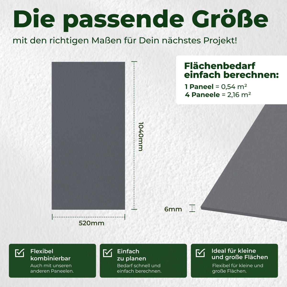 Veluxis Akustikpaneel Filz 52x104 cm rPET Wandpaneel Anthrazitgrau