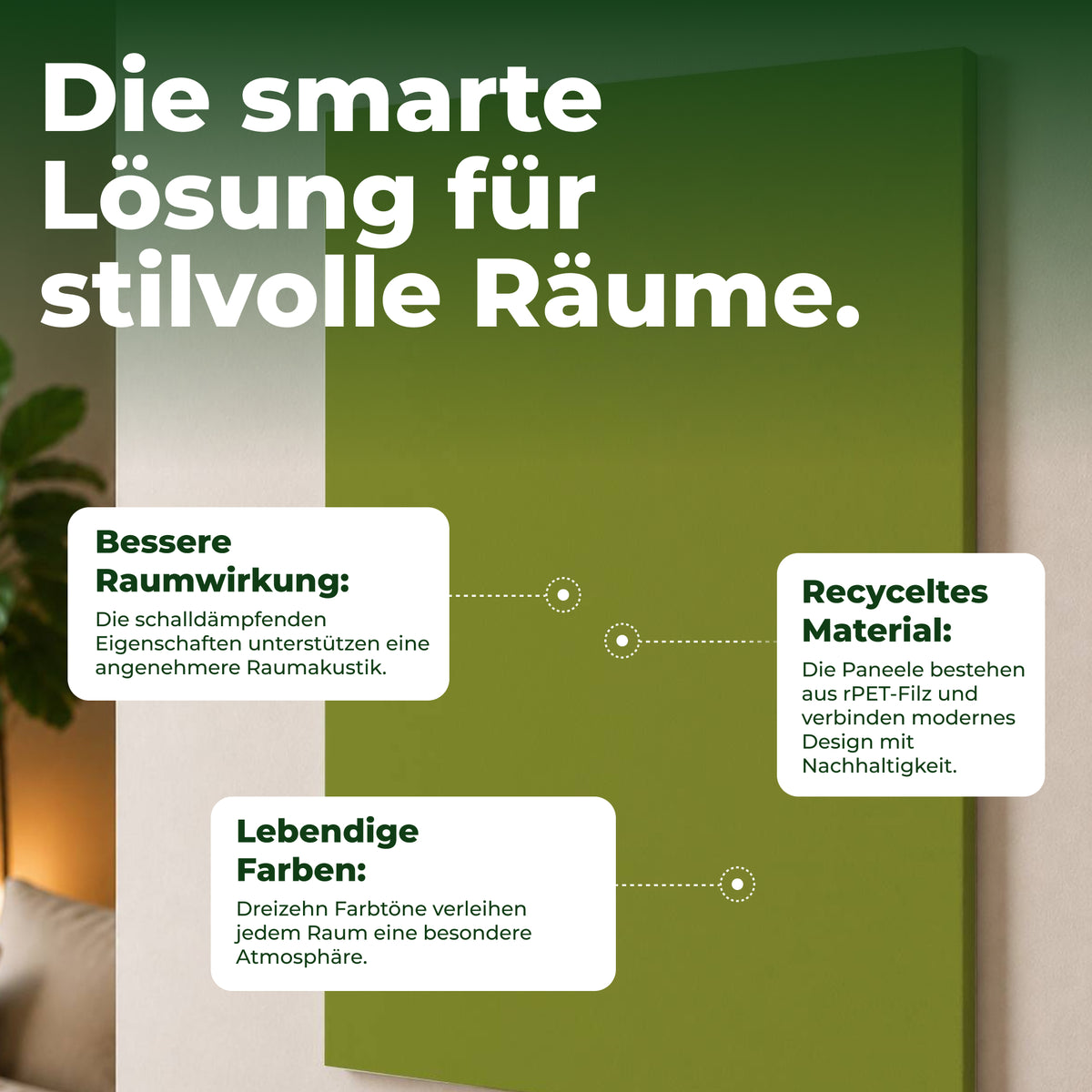 Veluxis Akustikpaneel Filz 52x104 cm rPET Wandpaneel Limettengrün