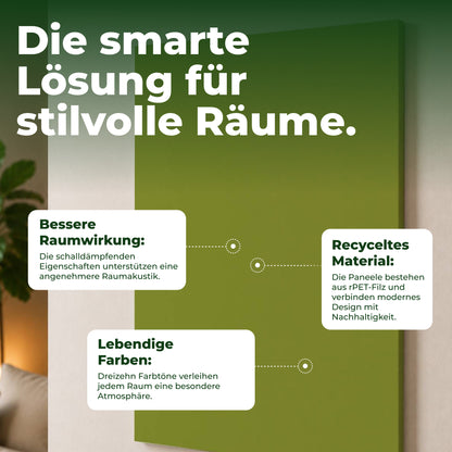 Veluxis Akustikpaneel Filz 52x104 cm rPET Wandpaneel Limettengrün
