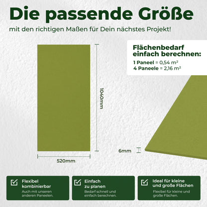 Veluxis Akustikpaneel Filz 52x104 cm rPET Wandpaneel Limettengrün