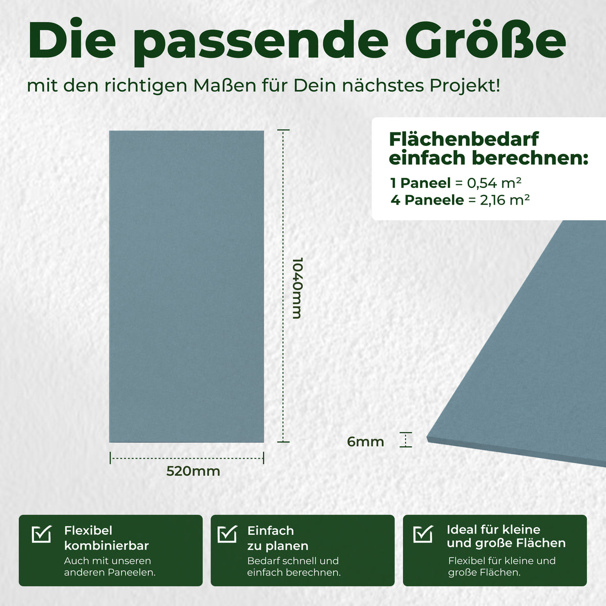 Veluxis Akustikpaneel Filz 52x104 cm rPET Wandpaneel Eisblau