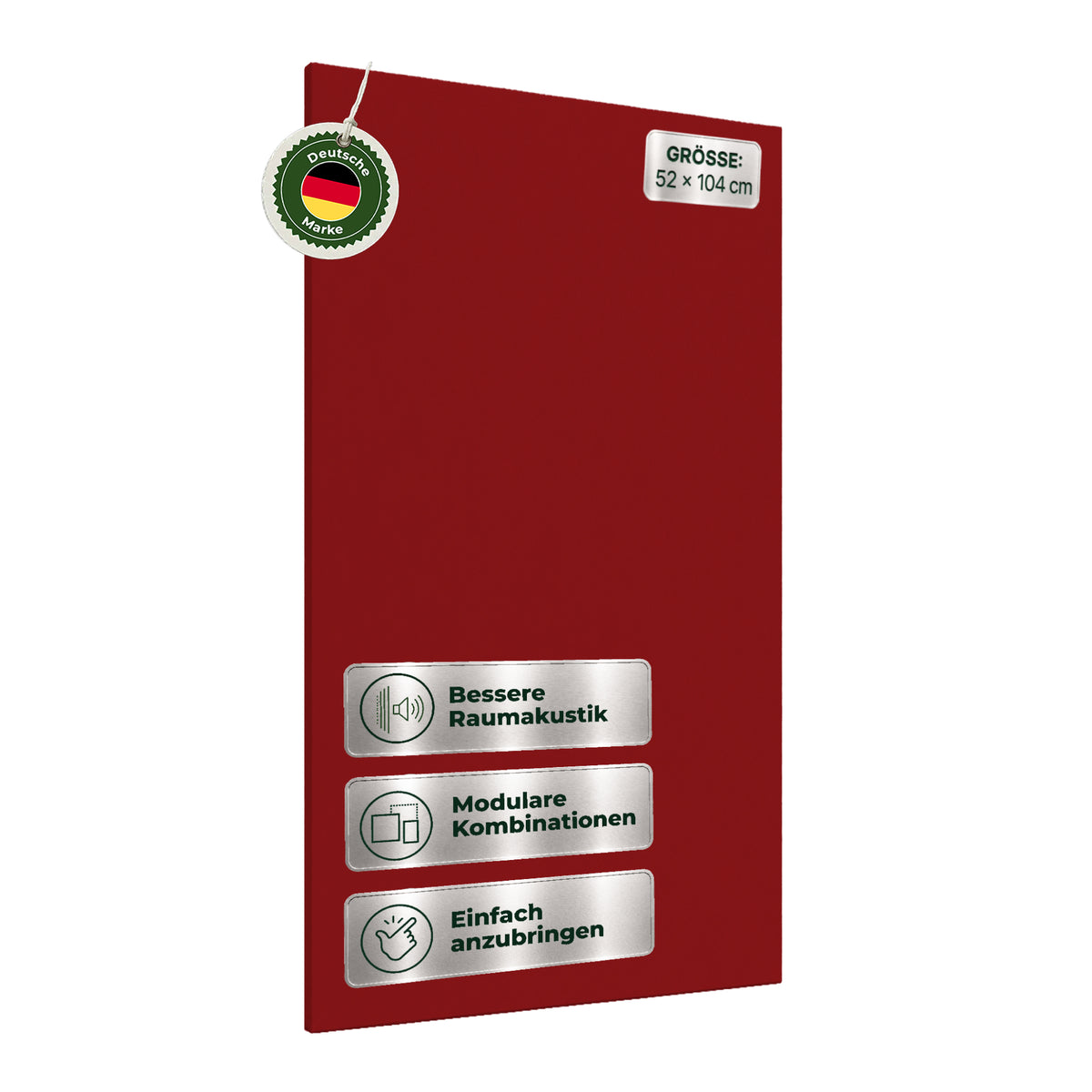 Veluxis Akustikpaneel Filz 52x104 cm rPET Wandpaneel Kirschrot