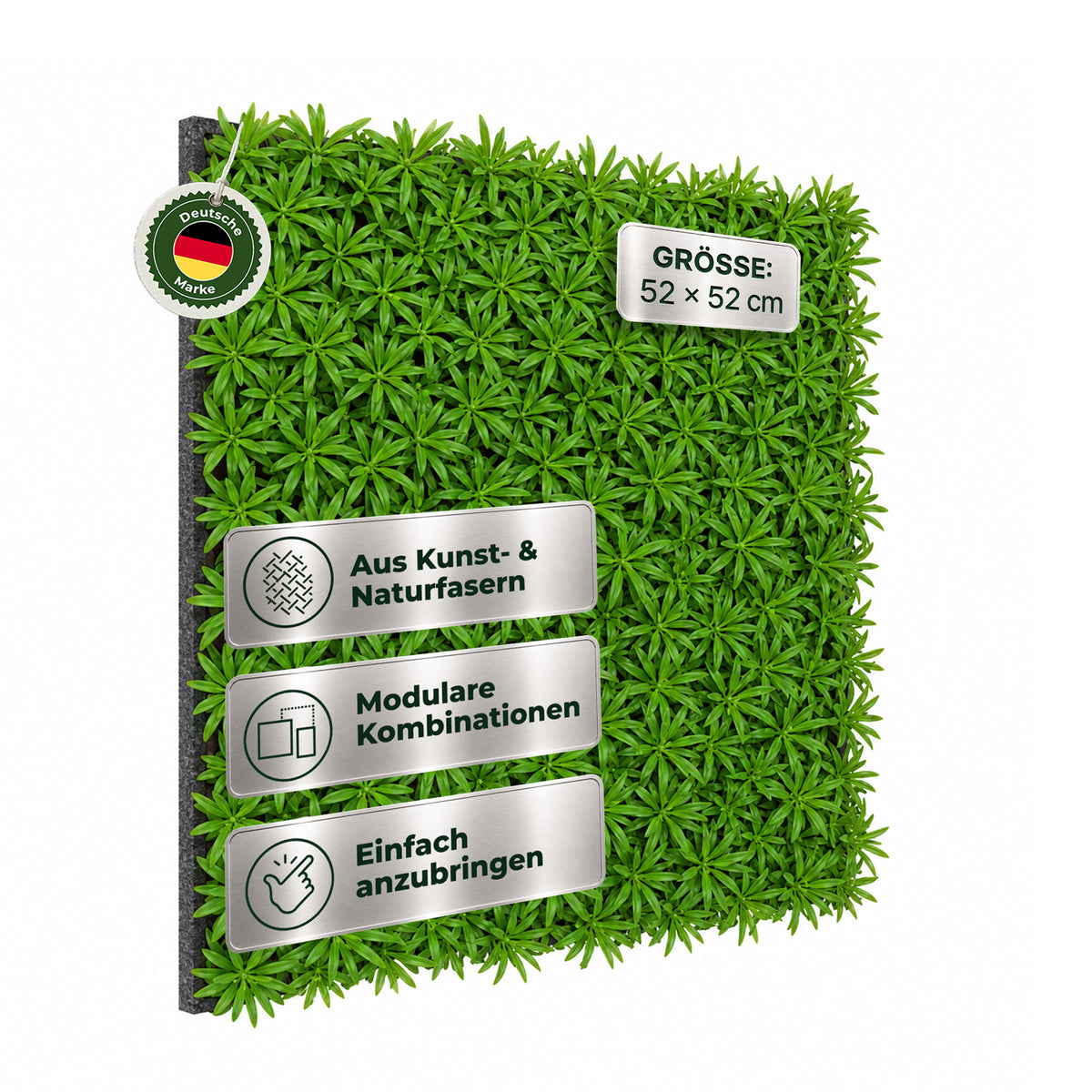 Veluxis Pflanzenpaneel 52x52 cm Wandbegrünung Podocarpus-Grün
