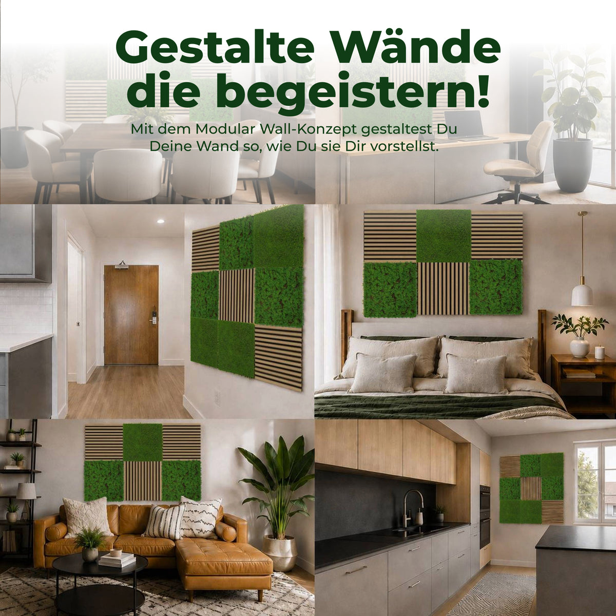 Veluxis Pflanzenpaneel 52x52 cm Wandbegrünung Podocarpus-Grün