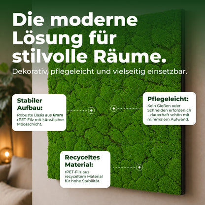 Veluxis Moospaneel 52x52 cm Design Moos Wandpaneel Waldgrün