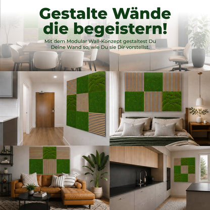 Veluxis Moospaneel 52x52 cm Design Moos Wandpaneel Waldgrün
