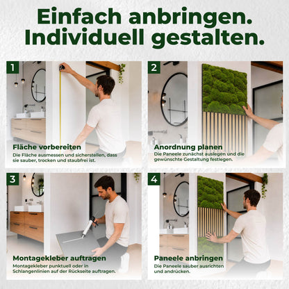 Veluxis Moospaneel 52x52 cm Design Moos Wandpaneel Waldgrün