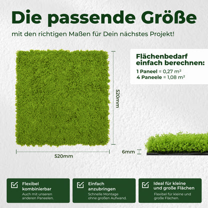 Veluxis Moospaneel 52x52 cm Design Moos Wandpaneel Limettengrün