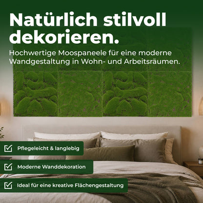 Veluxis Moospaneel 52x52 cm Design Moos Wandpaneel Hellgrün Faser