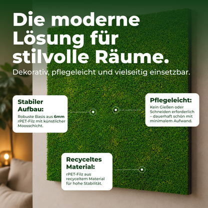 Veluxis Moospaneel 52x52 cm Design Moos Wandpaneel Hellgrün Faser