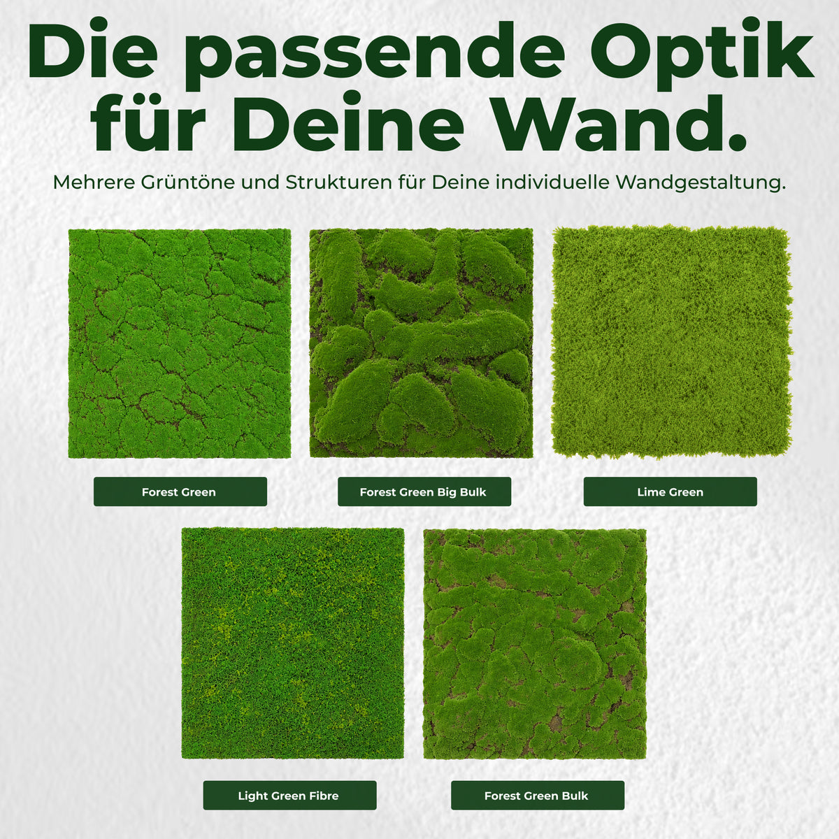 Veluxis Moospaneel 52x52 cm Design Moos Wandpaneel Hellgrün Faser