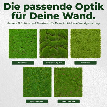 Veluxis Moospaneel 52x52 cm Design Moos Wandpaneel Hellgrün Faser