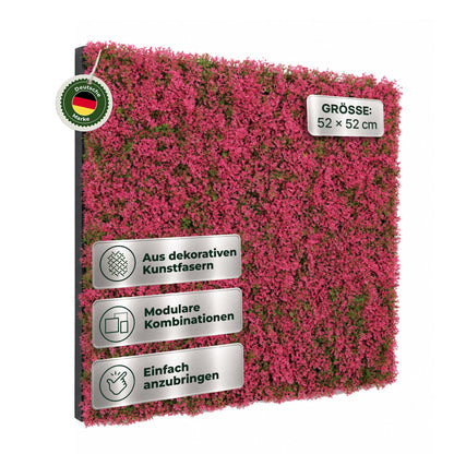 Veluxis Pflanzenpaneel 52x52 cm Kunstpflanzen Designgras Pink
