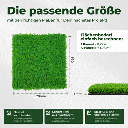 Veluxis Pflanzenpaneel 52x52 cm Kunstpflanzen Designgras Hellgrün