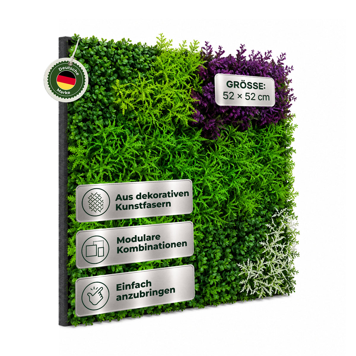Veluxis Pflanzenpaneel 52x52 cm Kunstpflanzen Flora Mix Violett
