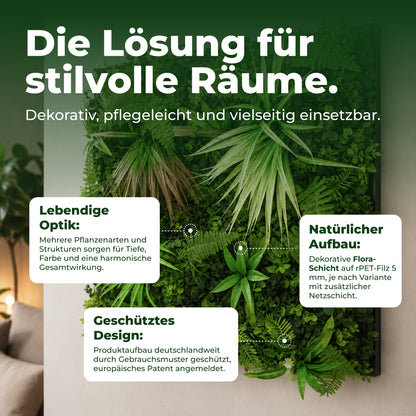 Veluxis Pflanzenpaneel 52x52 cm Kunstpflanzen Flora Mix Exotisch