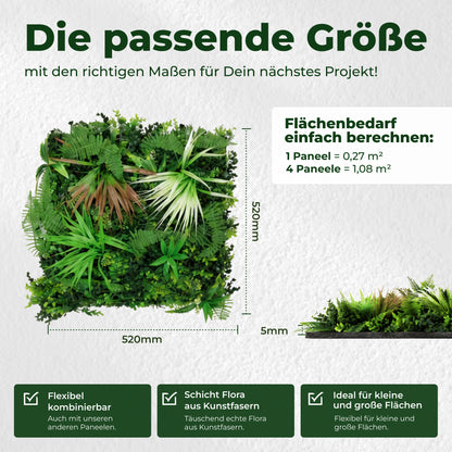 Veluxis Pflanzenpaneel 52x52 cm Kunstpflanzen Flora Mix Exotisch