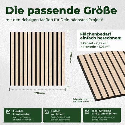 Veluxis Akustikpaneel Holz 52x52 cm Echtholzfurnier Eiche Hell