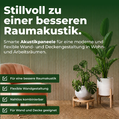 Veluxis Akustikpaneel Holz 52x104 cm Echtholzfurnier Eiche Grau
