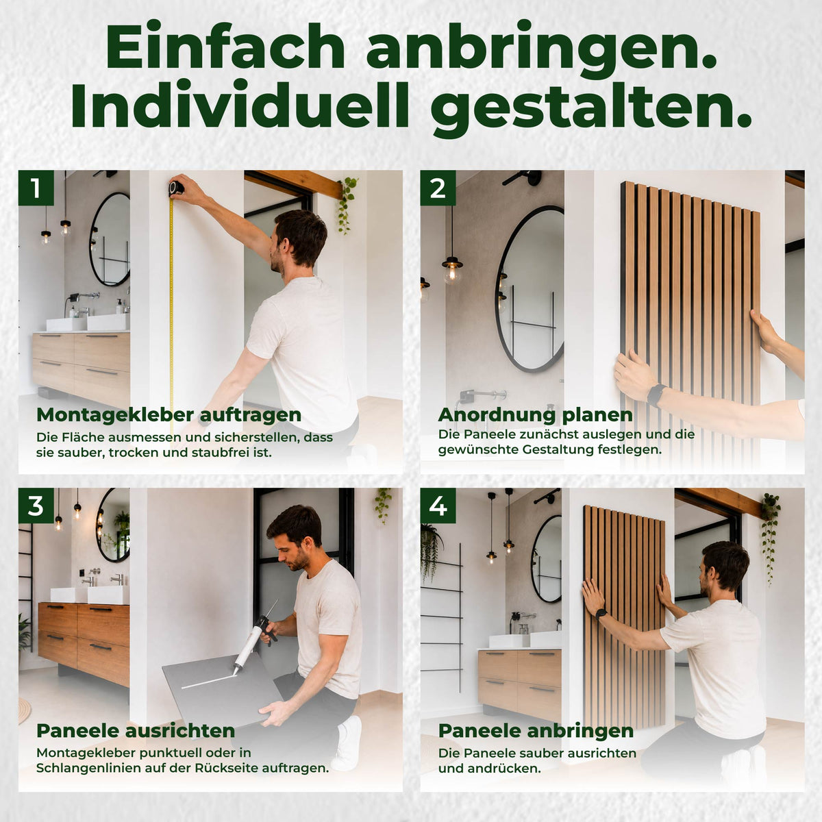 Veluxis Akustikpaneel Holz 52x104 cm Echtholzfurnier Eiche Grau