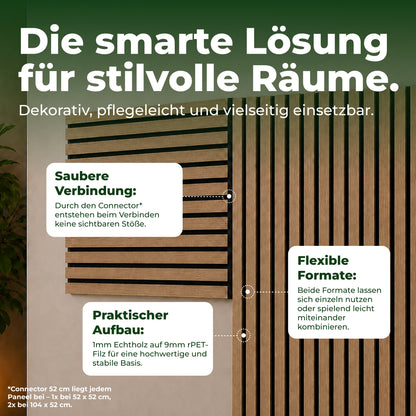 Veluxis Akustikpaneel Holz 52x104 cm Echtholzfurnier Eiche Dunkel