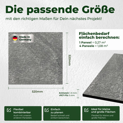 Veluxis Steinpaneel 52x52 cm echte Steinschicht Schiefer