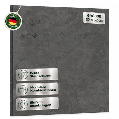 Veluxis Steinpaneel 52x52 cm echte Steinschicht Schwarzer Schiefer