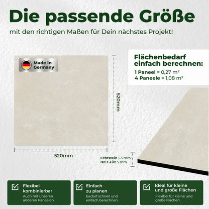 Veluxis Steinpaneel 52x52 cm echte Steinschicht Elfenbein-Sandstein