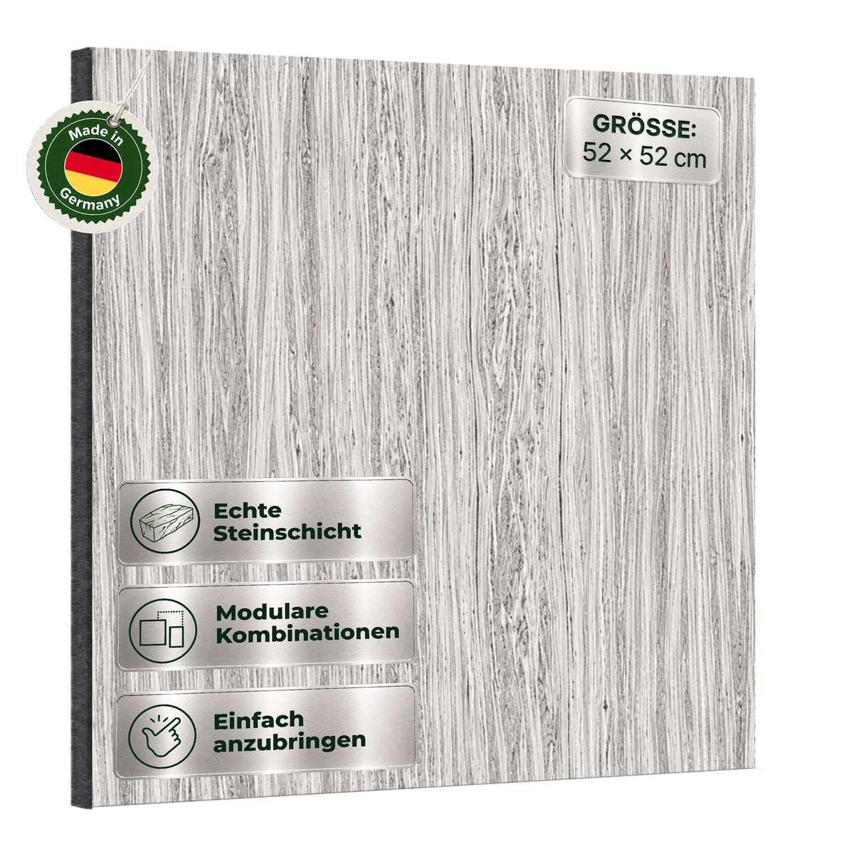 Veluxis Steinpaneel 52x52 cm echte Steinschicht Arktischer Marmor