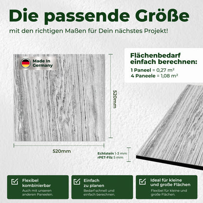Veluxis Steinpaneel 52x52 cm echte Steinschicht Arktischer Marmor