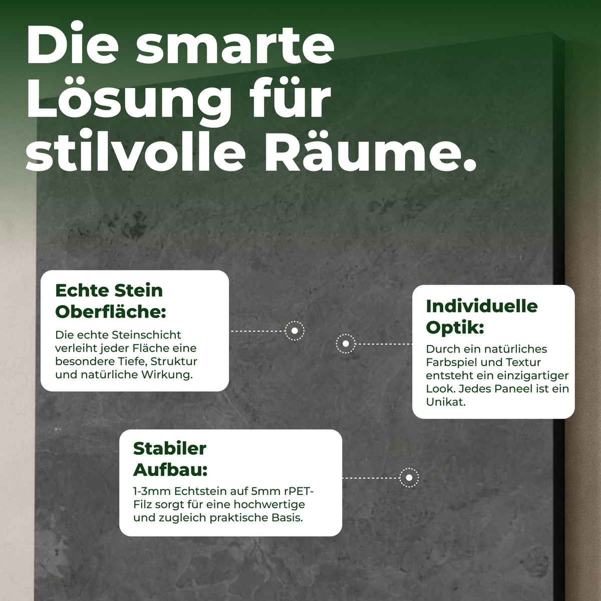 Veluxis Steinpaneel 52x104 cm echte Steinschicht Schwarzer Schiefer