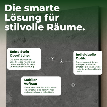 Veluxis Steinpaneel 52x104 cm echte Steinschicht Schwarzer Schiefer