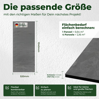 Veluxis Steinpaneel 52x104 cm echte Steinschicht Schwarzer Schiefer