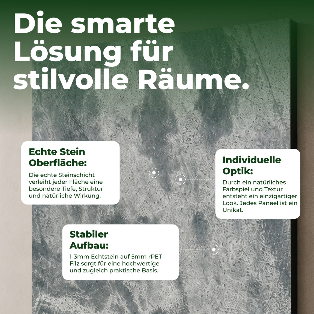 Veluxis Steinpaneel 52x104 cm echte Steinschicht Diamant-Schiefer