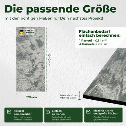 Veluxis Steinpaneel 52x104 cm echte Steinschicht Diamant-Schiefer