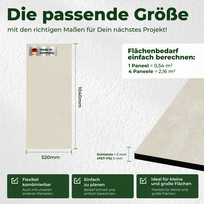 Veluxis Steinpaneel 52x104 cm echte Steinschicht Elfenbein-Sandstein