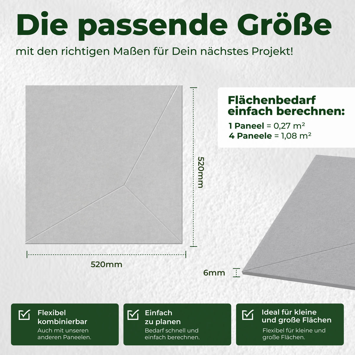 Veluxis Akustikpaneel Filz 52x52 cm rPET Wandpaneel Kaschmir Grau