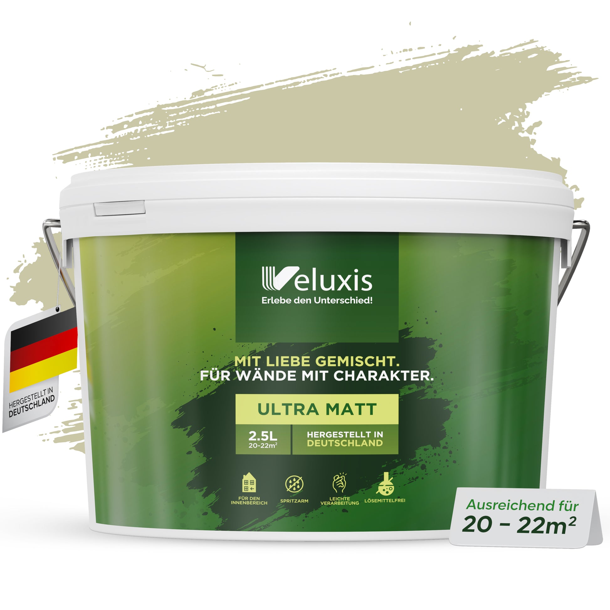 Wandfarbe Warm Wasabi – Universal Grün von Veluxis®